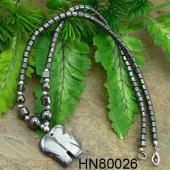 Hematite Elephant Pendant Beads Stone Chain Choker Fashion Women Necklace